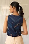 Shop_Priyanka Raajiv_Blue Silk, Brocade, Tissue Tassels, Embroidery Veera Upcycled Patchwork Jacket _at_Aza_Fashions