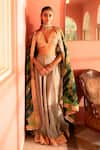 Buy_Priyanka Raajiv_Aqua Silk, Brocade, Tissue Sequins, Embroidery, Taruna Upcycled Lehenga Set _at_Aza_Fashions