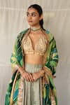 Buy_Priyanka Raajiv_Aqua Silk, Brocade, Tissue Sequins, Embroidery, Taruna Upcycled Lehenga Set 