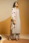 Soup By Sougat Paul_Off White Crepe Zari, Sequins Taarani Printed Kurta, Pant And Embellished Jacket _Online_at_Aza_Fashions
