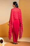 Shop_Soup By Sougat Paul_Pink Crepe Zari, Sequins Sweetheart Neck, Taarani Drape Dress And Embellished Cape _at_Aza_Fashions
