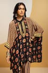 Buy_Soup By Sougat Paul_Black Crepe Zari, Sequins Mandarin Collar, Split Taarani And Kaftan & Pant Set _Online_at_Aza_Fashions