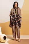 Buy_Soup By Sougat Paul_Black Crepe Zari, Sequins Mandarin Collar, Split Taarani And Kaftan & Pant Set _at_Aza_Fashions