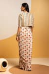 Shop_Soup By Sougat Paul_Off White Crepe, Silk Zari, Sequins Printed Drape Dress And Embroidered Jacket _at_Aza_Fashions