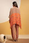 Shop_Soup By Sougat Paul_Orange Crepe Zari, Sequins Round Neck Printed Kaftan And Pant Set With Embroidery _at_Aza_Fashions