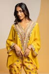 Buy_Soup By Sougat Paul_Yellow Organza, Chanderi Zari, Sequins, Embroidery Taarani And Top & Pant _Online_at_Aza_Fashions