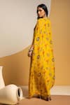 Shop_Soup By Sougat Paul_Yellow Crepe Zari, Sequins V-neck, Taarani Embellished Bustier And Drape Skirt Set _at_Aza_Fashions