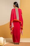 Shop_Soup By Sougat Paul_Pink Crepe Embroidery, Sequins, Taarani Embellished Kimono Top And Drape Skirt _at_Aza_Fashions