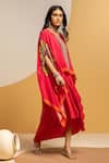 Soup By Sougat Paul_Pink Crepe Embroidery, Sequins, Taarani Embellished Kimono Top And Drape Skirt _Online_at_Aza_Fashions