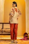 Shop_Soup By Sougat Paul_Beige Chanderi Zari, Sequins, Rangtara Embellished Shirt And Printed Pant Set _at_Aza_Fashions