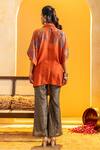 Shop_Soup By Sougat Paul_Orange Chanderi Zari, Sequins, Rangtara Embellished Shirt And Printed Pant Set _at_Aza_Fashions