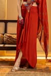 Shop_Soup By Sougat Paul_Red Crepe, Silk Applique, Zari, Sequins Rangtara Pre-draped Saree And Blouse Set _Online_at_Aza_Fashions