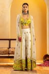 Buy_Soup By Sougat Paul_Yellow Silk Zari, Sequins, Embroidery Rangtara Embellished Cape And Palazzo Set _at_Aza_Fashions