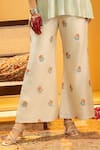 Soup By Sougat Paul_Aqua Chanderi Zari, Sequins Collared Rangtara Embellished Shirt With Pant _Online_at_Aza_Fashions