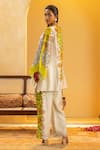 Shop_Soup By Sougat Paul_Off White Chanderi Zari, Sequins Keyhole Neck Rangtara And Embellished Kurta Set _at_Aza_Fashions