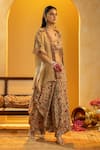 Buy_Soup By Sougat Paul_Beige Crepe Zari, Sequins Sweetheart , Open Rangtara And Cape Set _Online_at_Aza_Fashions