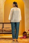 Shop_Soup By Sougat Paul_Off White Cotton, Net, Silk Applique, Zari, Sequins Rangtara Top And Pant Set _at_Aza_Fashions