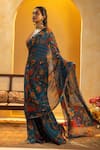 Soup By Sougat Paul_Red Silk, Organza Zari, Sequins V-neck Rangtara And Pre-draped Saree Set _Online_at_Aza_Fashions