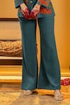 Soup By Sougat Paul_Blue Handloom Cotton Applique, Zari, Sequins Rangtara Blazer And Pant Set _Online_at_Aza_Fashions