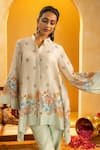Buy_Soup By Sougat Paul_Off White Chanderi Zari, Sequins, Embroidery Mandarin Rangtara And Kurta Set _Online_at_Aza_Fashions