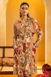 Buy_Soup By Sougat Paul_Beige Viscose, Cotton, Silk Zari, Sequins Rangtara And Embellished Kurta Set _Online_at_Aza_Fashions