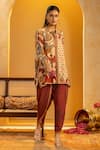 Buy_Soup By Sougat Paul_Beige Silk, Cotton Embroidery, Zari, Rangtara Embellished Kurta And Dhoti Pant Set _Online_at_Aza_Fashions