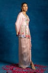 Buy_Soup By Sougat Paul_Pink Silk, Organza Embroidery, Rangtara Embellished Peplum Top And Drape Skirt Set _Online_at_Aza_Fashions