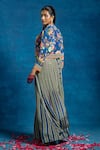 Shop_Soup By Sougat Paul_Blue Crepe Zari, Sequins Square Aarani Printed Jumpsuit And Embroidered Jacket Set _at_Aza_Fashions