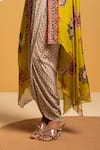 Shop_Soup By Sougat Paul_Cream Satin, Organza Zari, Taarani Printed Drape Dress With Embellished Jacket _Online_at_Aza_Fashions