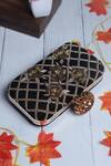 Buy_Nazaakat By Samara Singh_Black Beads, Sequins, Embroidery Floral And Grid Pattern Clutch _at_Aza_Fashions