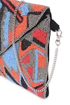 Buy_Nazaakat By Samara Singh_Multi Color Beads Geometric Embellished Flap Bag 