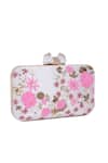 Buy_Nazaakat By Samara Singh_White Embroidery, Sequins, Beads, Crystals Floral Clutch With Detachable Sling 