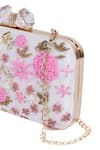 Nazaakat By Samara Singh_White Embroidery, Sequins, Beads, Crystals Floral Clutch With Detachable Sling _Online