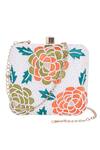 Shop_Nazaakat By Samara Singh_White Embroidery, Beads Floral Clutch With Sling _at_Aza_Fashions