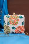 Buy_Nazaakat By Samara Singh_White Embroidery, Beads Floral Clutch With Sling _at_Aza_Fashions