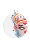 Buy_Nazaakat By Samara Singh_White Embroidery, Sequins, Beads Kathakali Face Round Clutch 