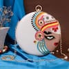 Shop_Nazaakat By Samara Singh_White Embroidery, Sequins, Beads Kathakali Face Round Clutch 