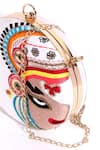 Nazaakat By Samara Singh_White Embroidery, Sequins, Beads Kathakali Face Round Clutch _Online
