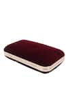 Nazaakat By Samara Singh_Maroon Embroidery, Pearls, Crystals Floral Velvet Clutch With Sling _Online_at_Aza_Fashions