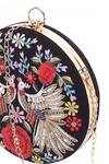 Shop_Nazaakat By Samara Singh_Black Embroidery, Sequins, Beads Round Clutch With Sling 