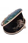 Nazaakat By Samara Singh_Black Sequins, Beads, Rhinestones, Stones Embellished And Oval Clutch _at_Aza_Fashions