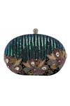 Shop_Nazaakat By Samara Singh_Black Sequins, Beads, Rhinestones, Stones Embellished And Oval Clutch _at_Aza_Fashions