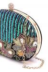 Buy_Nazaakat By Samara Singh_Black Sequins, Beads, Rhinestones, Stones Embellished And Oval Clutch 