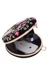 Buy_Nazaakat By Samara Singh_Black Embroidery, Beads, Sequins Floral And Peacock Round Clutch _Online_at_Aza_Fashions
