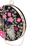 Nazaakat By Samara Singh_Black Embroidery, Beads, Sequins Floral And Peacock Round Clutch _at_Aza_Fashions