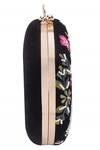 Buy_Nazaakat By Samara Singh_Black Embroidery, Beads, Sequins Floral And Peacock Round Clutch 