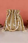 Buy_Nazaakat By Samara Singh_Gold Beads, Mirrors, Sequins, Pearls, Tassels Embellished Potli Bag With Handle _at_Aza_Fashions
