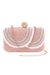 Shop_Nazaakat By Samara Singh_Pink Sequins, Beads, Rhinestones Embellished Clutch Bag With Detachable Sling _at_Aza_Fashions