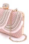 Shop_Nazaakat By Samara Singh_Pink Sequins, Beads, Rhinestones Embellished Clutch Bag With Detachable Sling 
