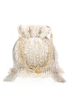Shop_Nazaakat By Samara Singh_White Pearls, Beads, Tassels Embellished Drawstring Potli Bag _at_Aza_Fashions